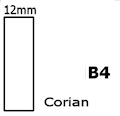 Corian bordplade med løs liste på 12mm