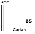 Corian bordplader med løs liste på 4 mm
